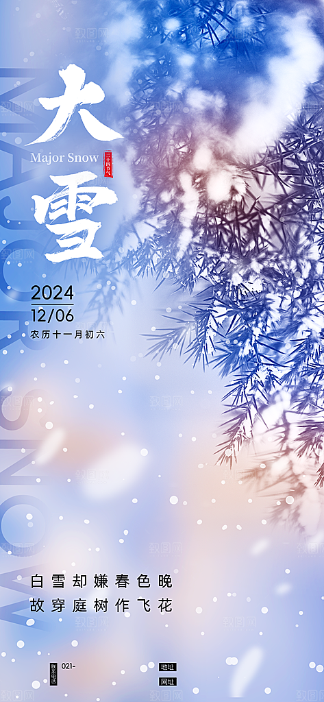 传统节气大雪简约海报