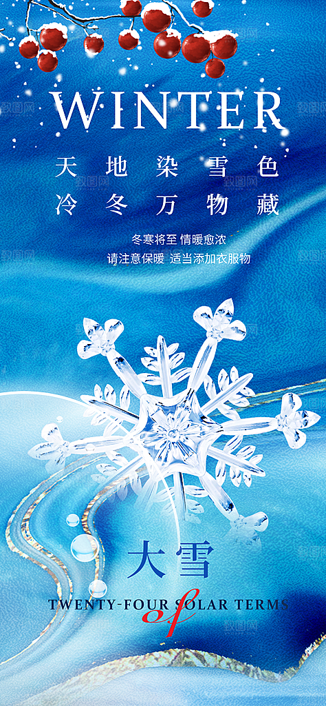 二十四节气大雪简约海报