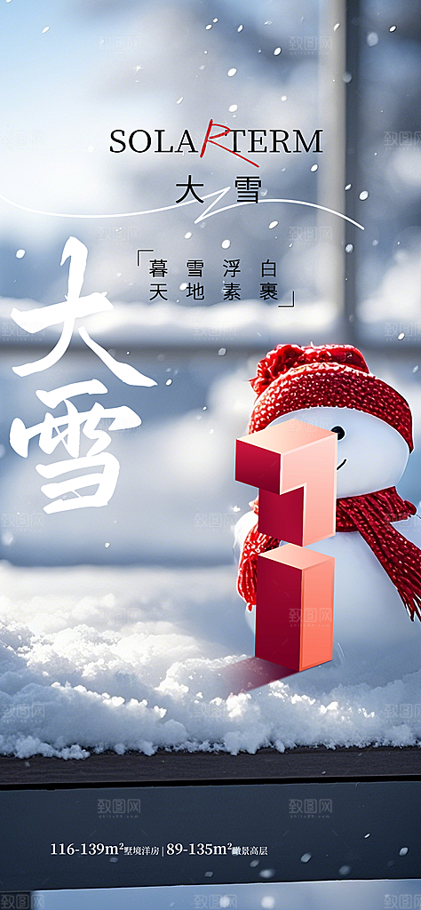 二十四节气大雪简约海报