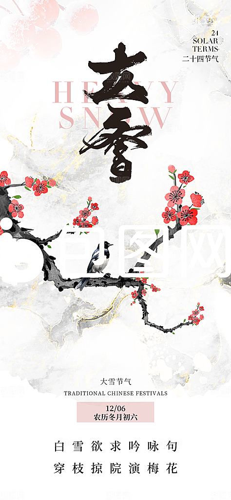 传统节气大雪简约海报