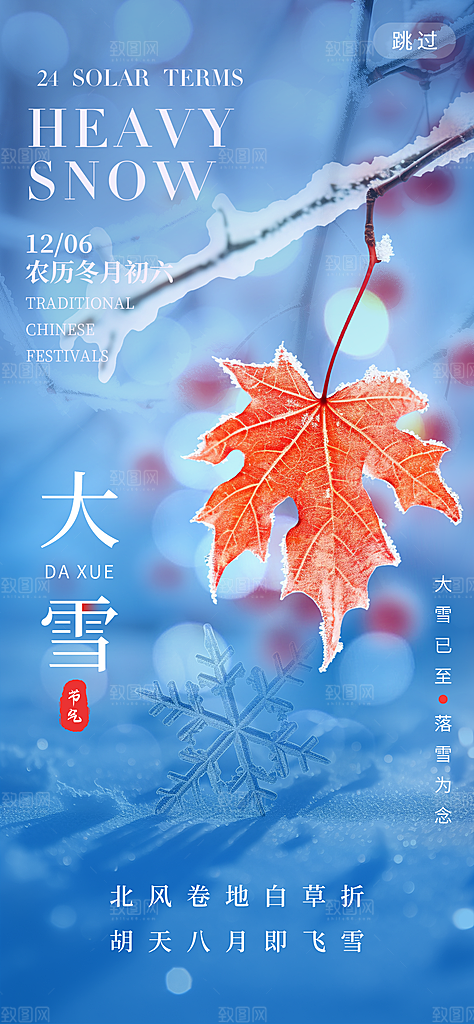 传统节气大雪简约海报