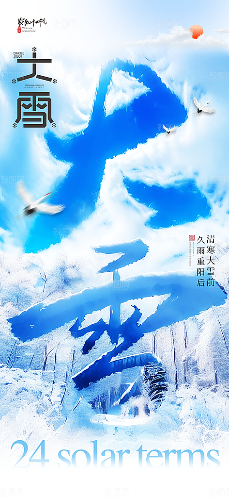 传统节气大雪简约海报