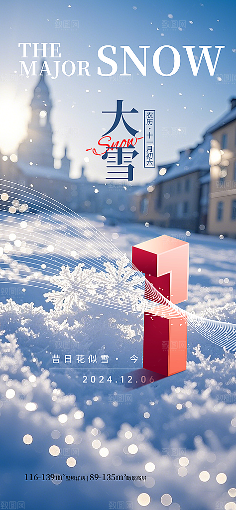 传统节气大雪简约海报