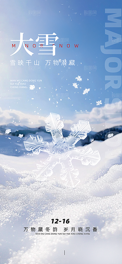 传统节气大雪简约海报
