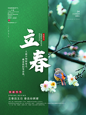 中国传统二十四节气立春节气宣传海报