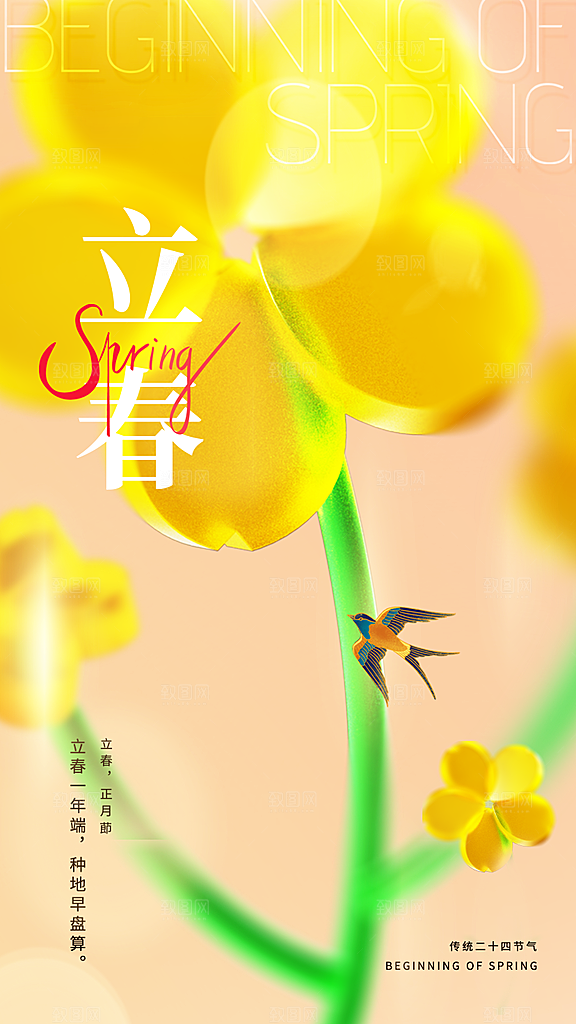 中国传统二十四节气立春节气宣传海报