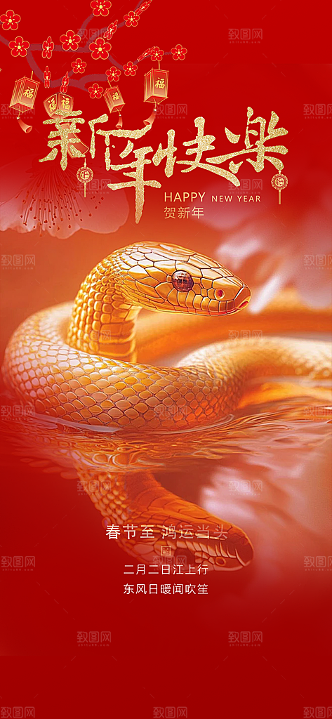 过年蛇年喜庆新春活动海报