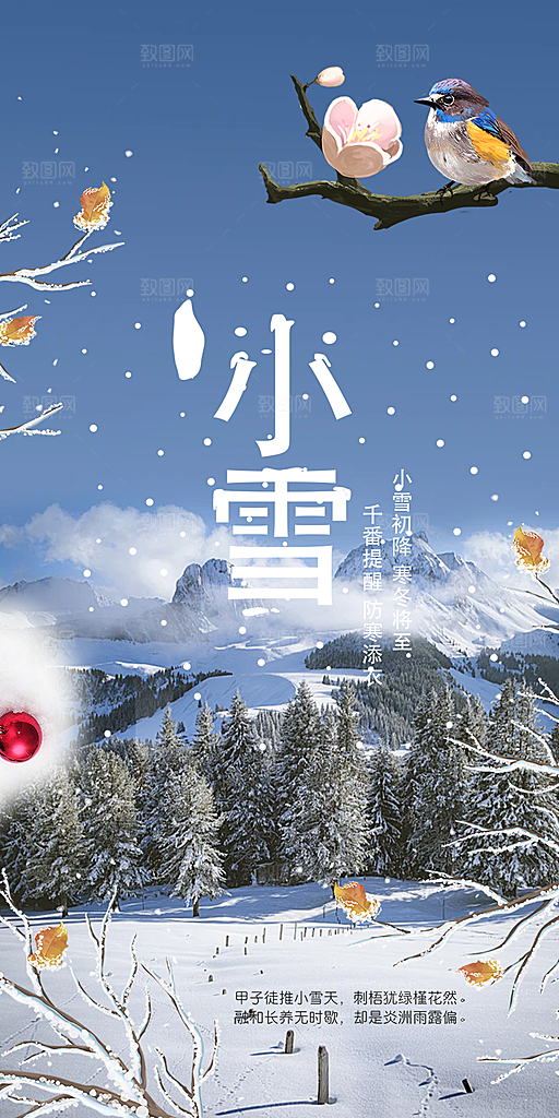 二十四节气小雪冬天宣传活动海报