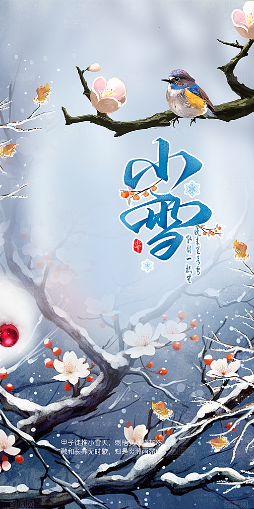 二十四节气小雪冬天宣传活动海报