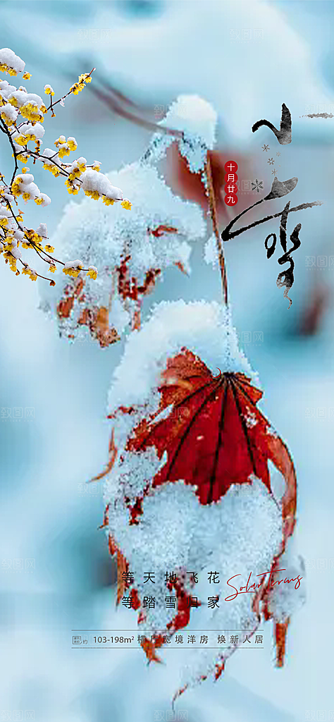二十四节气小雪冬天宣传活动海报