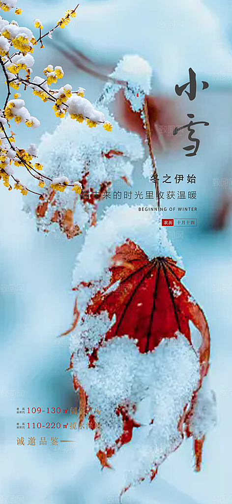二十四节气小雪冬天宣传活动海报