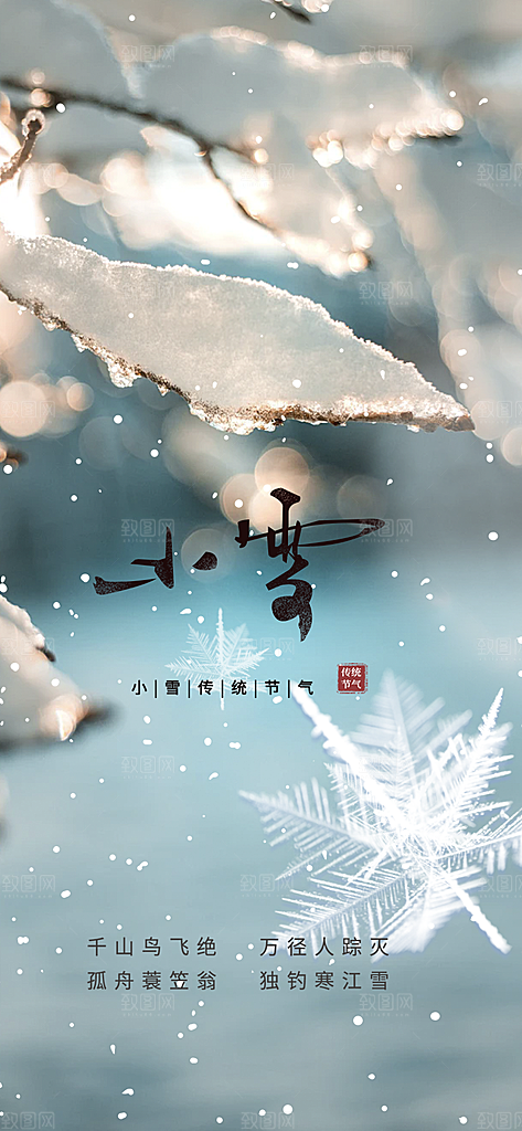 二十四节气小雪冬天宣传活动海报