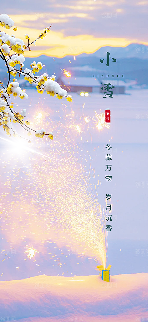 二十四节气小雪冬天宣传活动海报