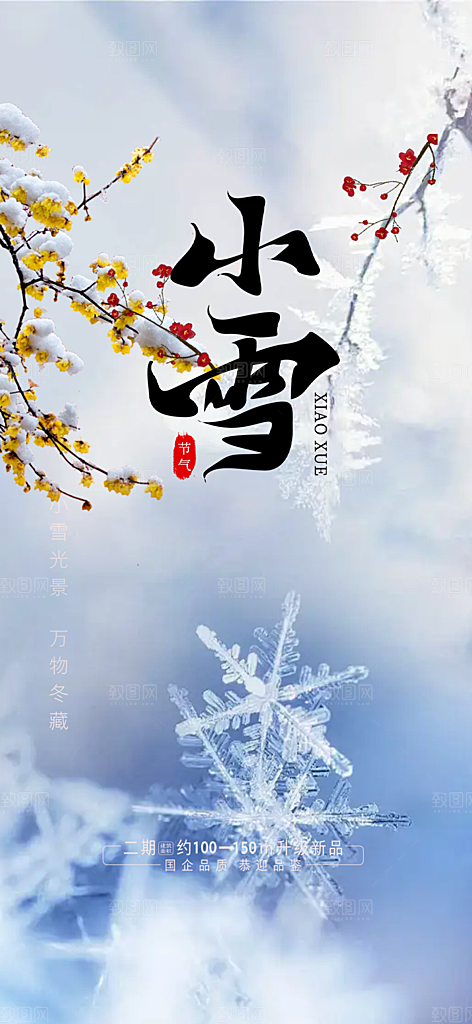 二十四节气小雪冬天宣传活动海报