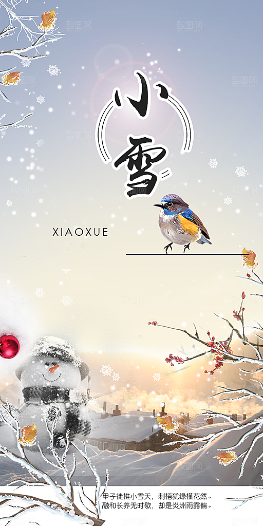 二十四节气小雪冬天宣传活动海报