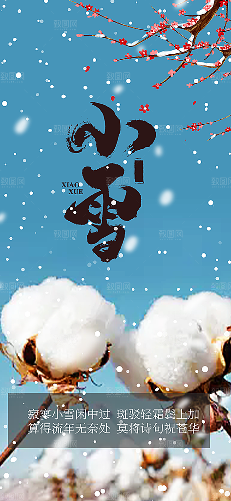 传统二十四节气小雪冬天宣传活动海报