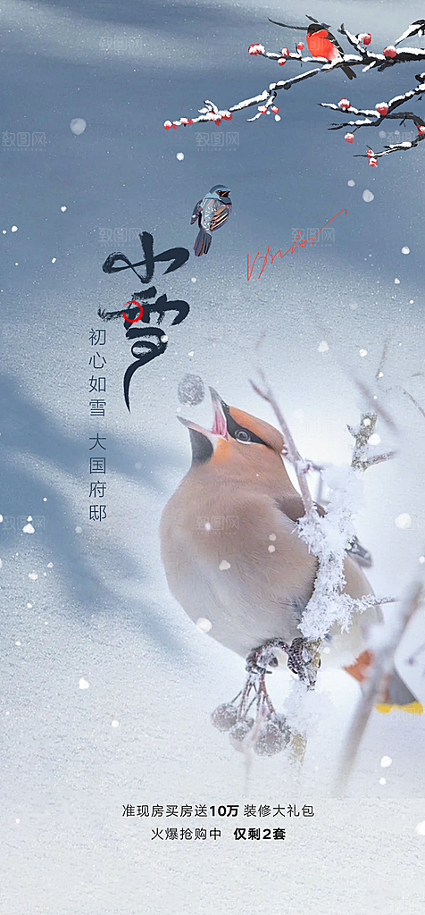 二十四节气小雪冬天宣传活动海报