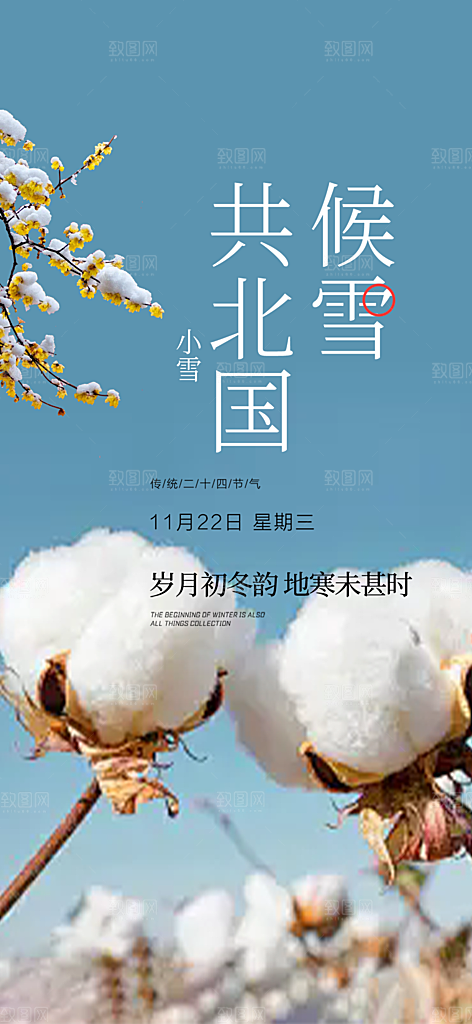 二十四节气小雪冬天宣传活动海报