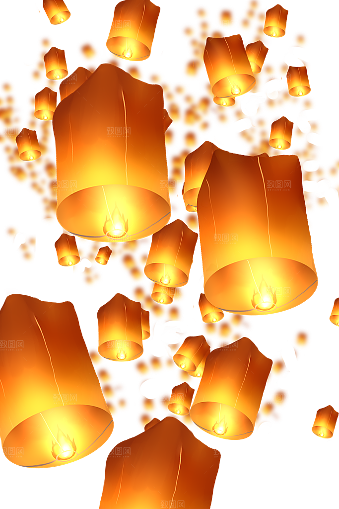 孔明灯免抠元素设计素材