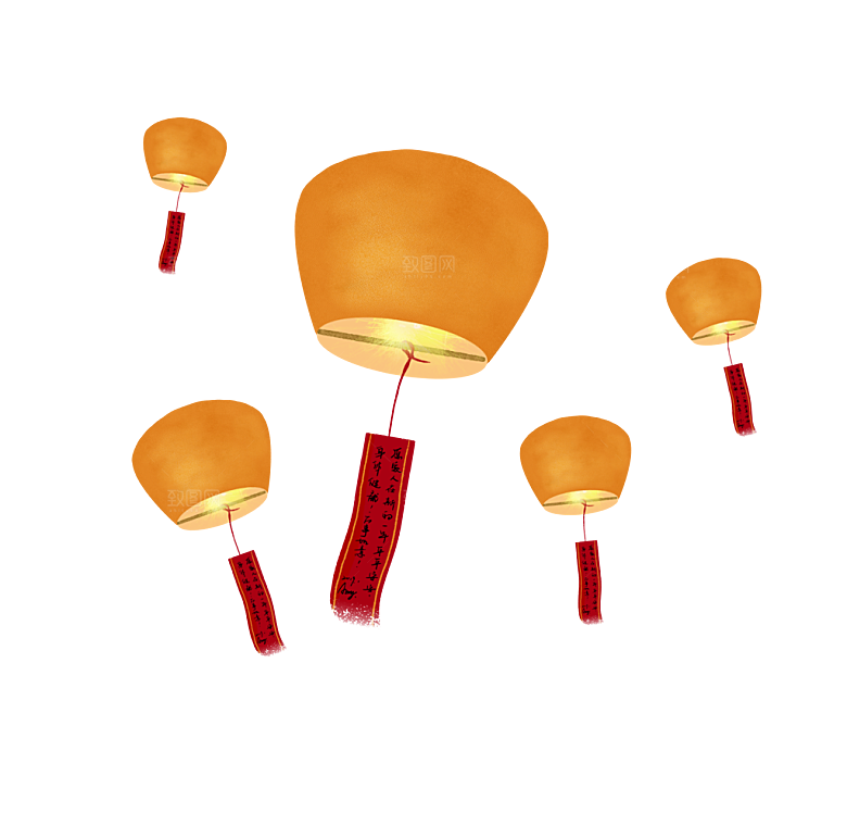 孔明灯免抠元素设计