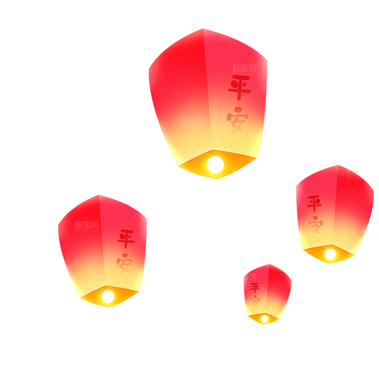 孔明灯免抠元素设计