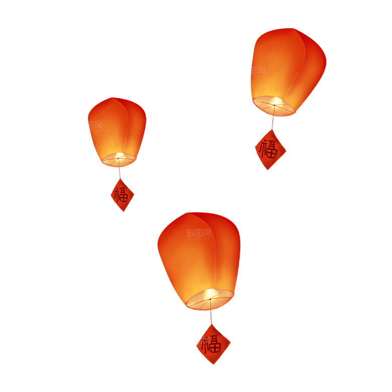 孔明灯免抠元素设计