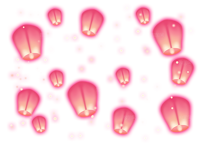 孔明灯免抠元素设计素材