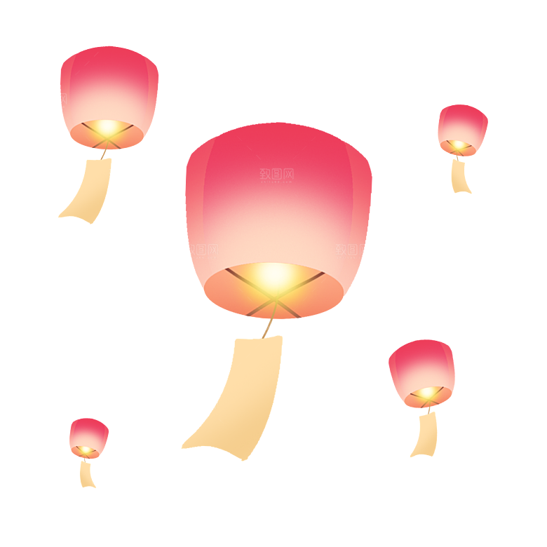 孔明灯免抠元素设计素材