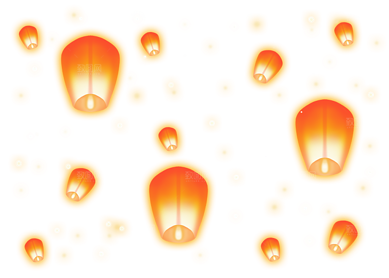 孔明灯免抠元素设计素材