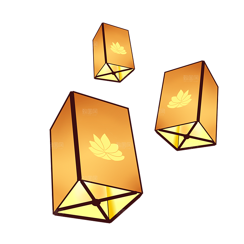 孔明灯免抠元素设计素材