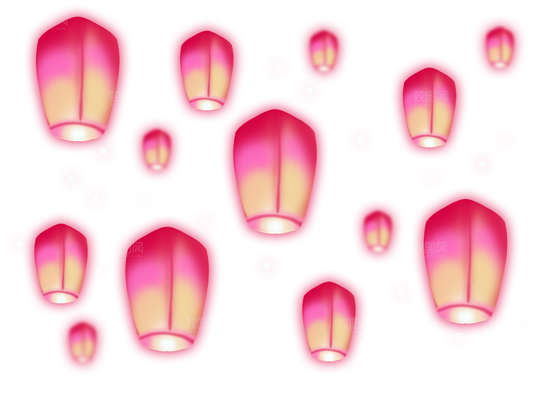 孔明灯免抠元素设计素材