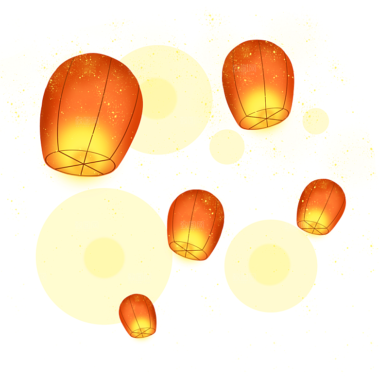 孔明灯免抠元素设计素材