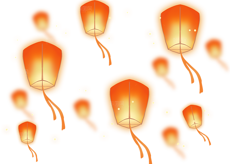 孔明灯免抠元素设计