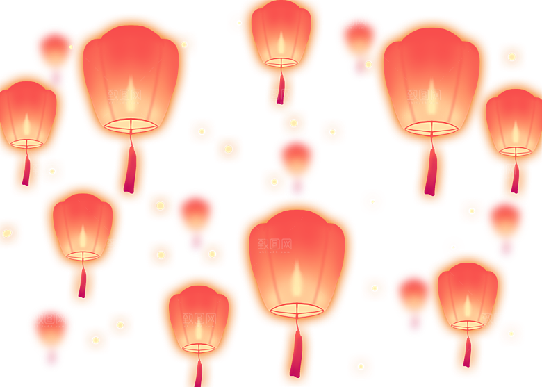 孔明灯免抠元素设计