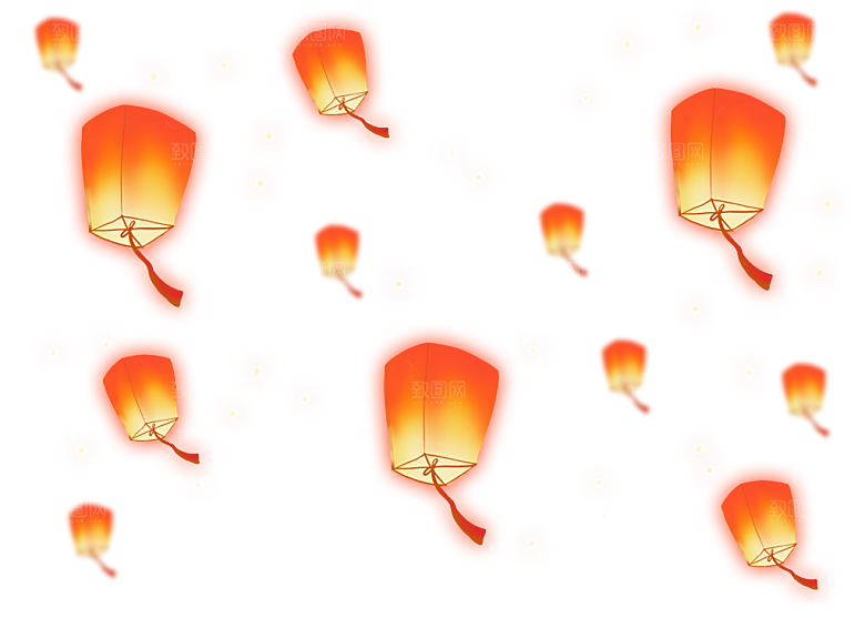 孔明灯免抠元素设计