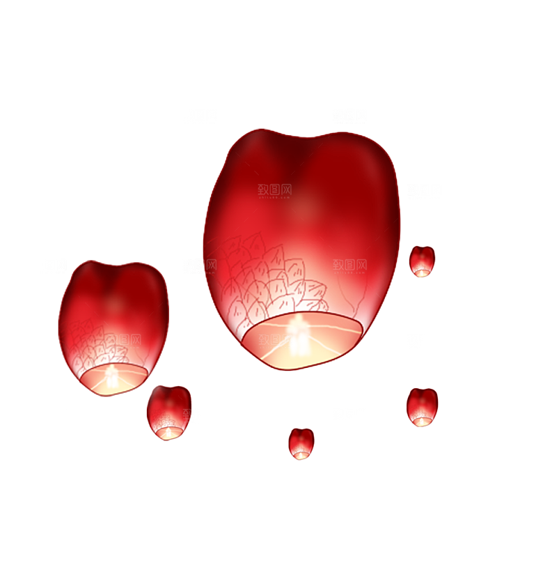 孔明灯免抠元素设计素材
