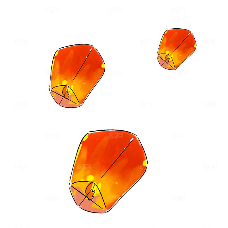 孔明灯免抠元素设计素材
