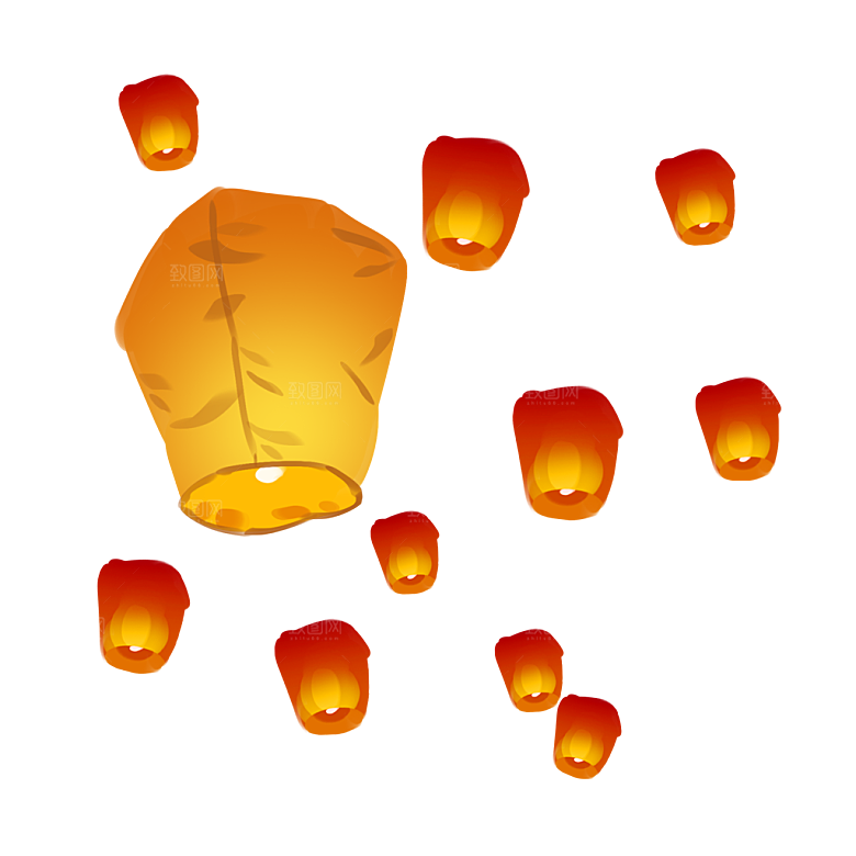 孔明灯免抠元素设计素材