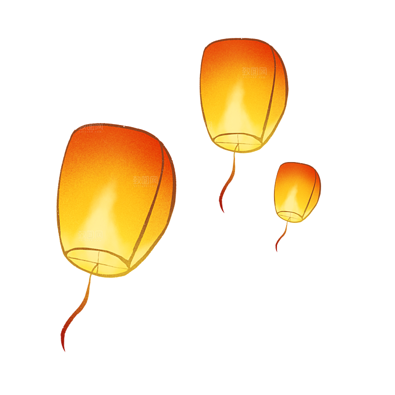 孔明灯免抠元素设计素材
