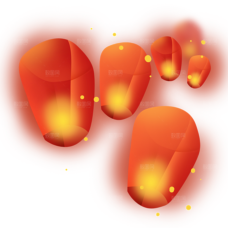 孔明灯免抠元素设计素材图片