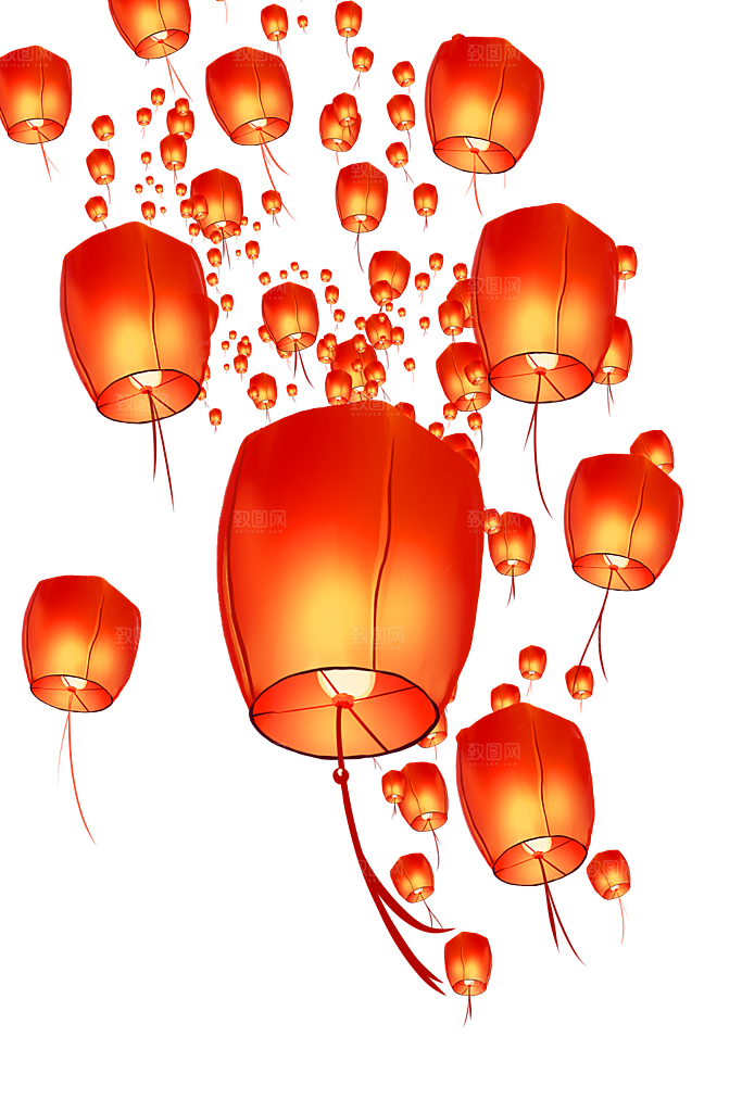 孔明灯免抠元素设计素材图片