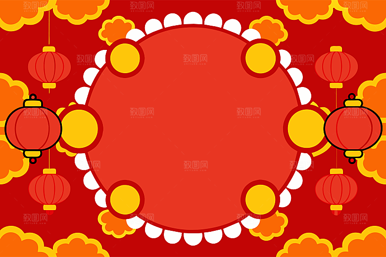 2025蛇年新年春节灯笼红色插画