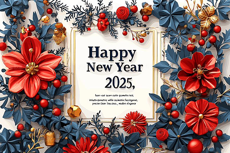 2025蛇年新年春节灯笼花卉花纹插画