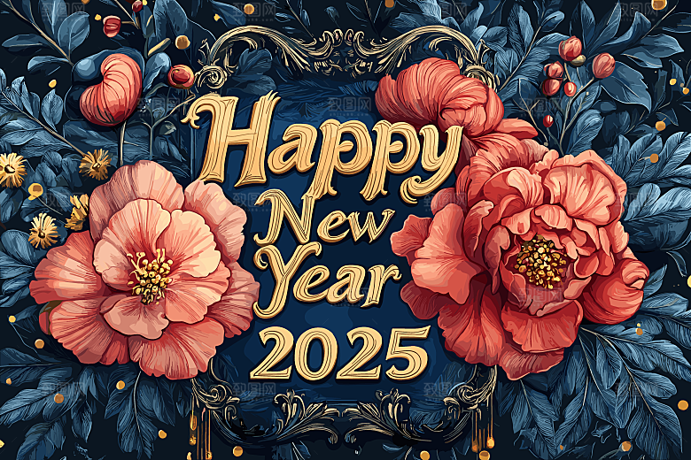 2025蛇年新年春节灯笼花卉花纹插画