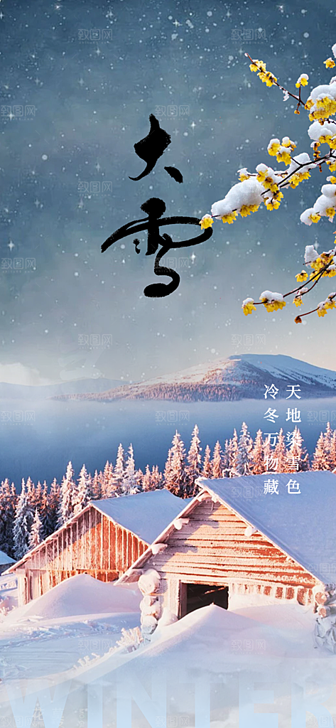 传统二十四节气大雪宣传活动海报