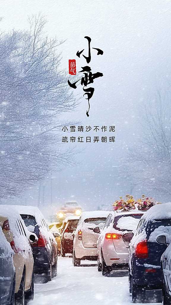 小雪大气唯美创意节气节日简约海报