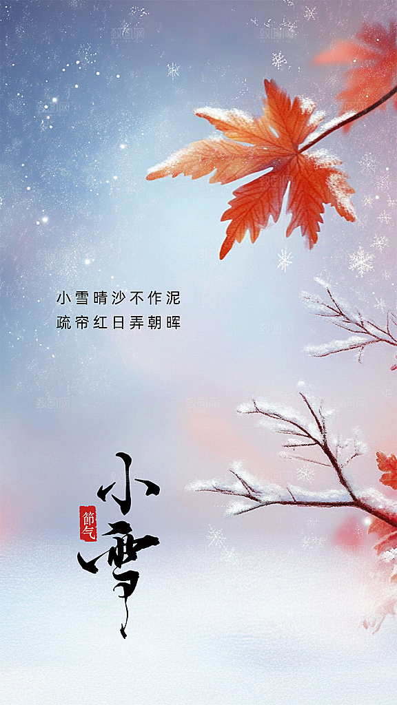 小雪大气唯美创意节气节日简约海报