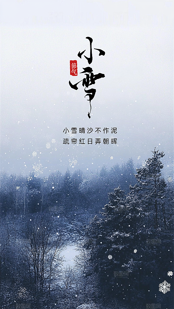 小雪简约节日创意节气唯美大气海报