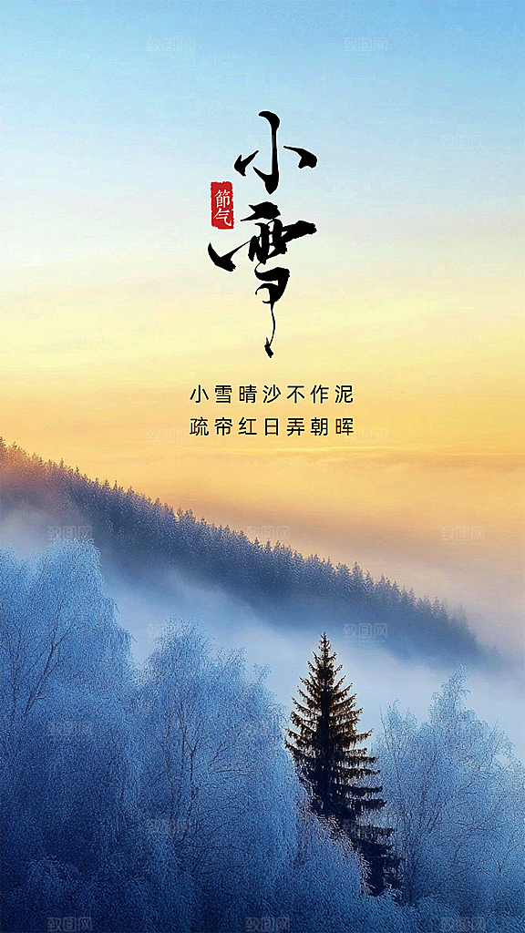 小雪创意节日唯美节气简约大气海报
