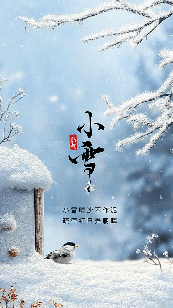 小雪节日大气简约创意唯美节气海报